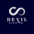 Vector snake symbol created in the shape of limitless. Evil spirit black graphic vector emblem