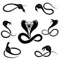 Vector snakes black silhouettes Royalty Free Stock Photo