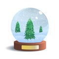 Vector Snow Globe with Metal Badge Isolated on White Background. Vector Illustration of Glass Sphere with Shadow Royalty Free Stock Photo