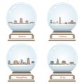 Vector snow globes with abstract chinese city skylines inside