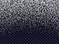 Vector snow texture on transparent background for banners, sites, fliers, promo. Royalty Free Stock Photo