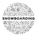 Vector snowboarding icon, Snowboard infographics. Isolated winter sports symbols Royalty Free Stock Photo