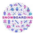 Vector snowboarding icon, Snowboard infographics, Winter Sports Clothes and Equipment Royalty Free Stock Photo