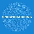 Vector Snowboarding Icon, Snowboard Winter Collection. Sport line art infographics