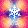 Vector snowflake. Abstract snowflake on geometric pattern. Snowflake sign. Christmas. New Year card illustration.Holiday design.