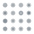 Vector snowflake icon set isolated on white background Royalty Free Stock Photo