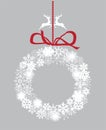 Vector Snowflake Wreath With Christmas Reindeer Royalty Free Stock Photo