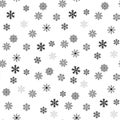 Vector snowflakes background. Simple Christmas and New Year seamless pattern with snow, different small white snowflakes on white Royalty Free Stock Photo