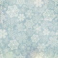 Vector snowflakes blue background with old texture and colorful spots. Royalty Free Stock Photo