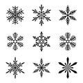 Vector snowflakes illustration set. Collection of simple geometric snow icons Royalty Free Stock Photo