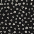 Vector snowflakes pattern. Winter Christmas black and white seamless background Royalty Free Stock Photo