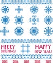 Vector Snowflakes in pixel style Christmas and New Year