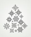 Vector snowflakes set in the form of a Christmas tree. Royalty Free Stock Photo