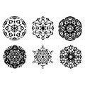 Vector snowflakes set. Holiday illustration. Snow New Years ornate. Christmas element Snowflake silhouette clipart Royalty Free Stock Photo