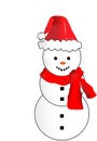 Vector Snowman with Santa Hat and Red Scarf Royalty Free Stock Photo