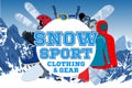 Snowsport gear store emblem logo with type design and clothing and equipment