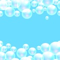 Vector soap bubbles blue banner background.