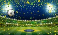Vector soccer ball in the brazil stadium with light Royalty Free Stock Photo