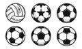 Vector soccer ball icons isolated on white background. Royalty Free Stock Photo