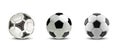 Vector soccer ball set. Tree Realistic soccer balls or football balls on white background