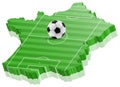 Soccer grass field textured France country map with soccer ball vector