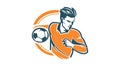 Vector soccer player silhouette. player shooting white background