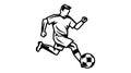 Vector soccer player silhouette. player shooting white background