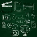 Vector social media icon set doodle style on Royalty Free Stock Photo