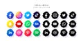 Vector social media icons vector set with facebook, instagram, twitter, tiktok, youtube logos