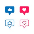 Vector social media like icon colorful