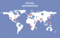 Vector social media map internet community. Business people world network Royalty Free Stock Photo