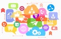 Vector of social media mobile devices icons Royalty Free Stock Photo