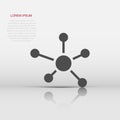 Vector social network, molecule, dna icon in flat style. Molecule sign illustration pictogram. Dna business concept Royalty Free Stock Photo