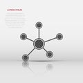 Vector social network, molecule, dna icon in flat style. Molecule sign illustration pictogram. Dna business concept Royalty Free Stock Photo