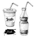 Vector soda drawing. Hand drawn soda illustrations. Royalty Free Stock Photo