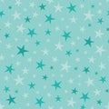 Vector Soft Blue Green Stars Seamless Pattern