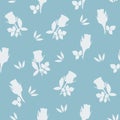 vector soft blue roses and leaves seamless pattern. The surface pattern design.