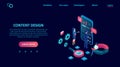 Vector of software developers programming seo for the smartphone