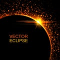 Vector solar eclipse.Sun eclipse in space background.Abstract sun after the moon. Vector eclipse backdrop.Cosmic background. Royalty Free Stock Photo