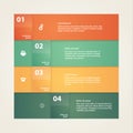 Vector - solid box template, pointer. Four colorfully stripes wi