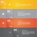 Vector - solid box template, pointer. Four colorfully stripes wi