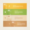 Vector - solid box template, pointer. Four colorfully stripes wi