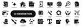 Vector solid icons of artificial intelligence and generative technology Royalty Free Stock Photo