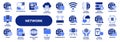 Vector solid icons of computer network technology