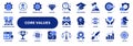 Vector solid icons of core values