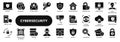 Vector solid icons of cybersecurity