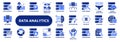 Vector solid icons of data analytics and statistics
