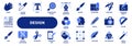 Vector solid icons of graphic design and creativity