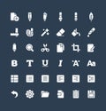 Vector solid icons set and graphic design elements. Illustration with text edit, graphic tools flat symbols