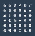 Vector solid icons set with home, smart house flat symbols